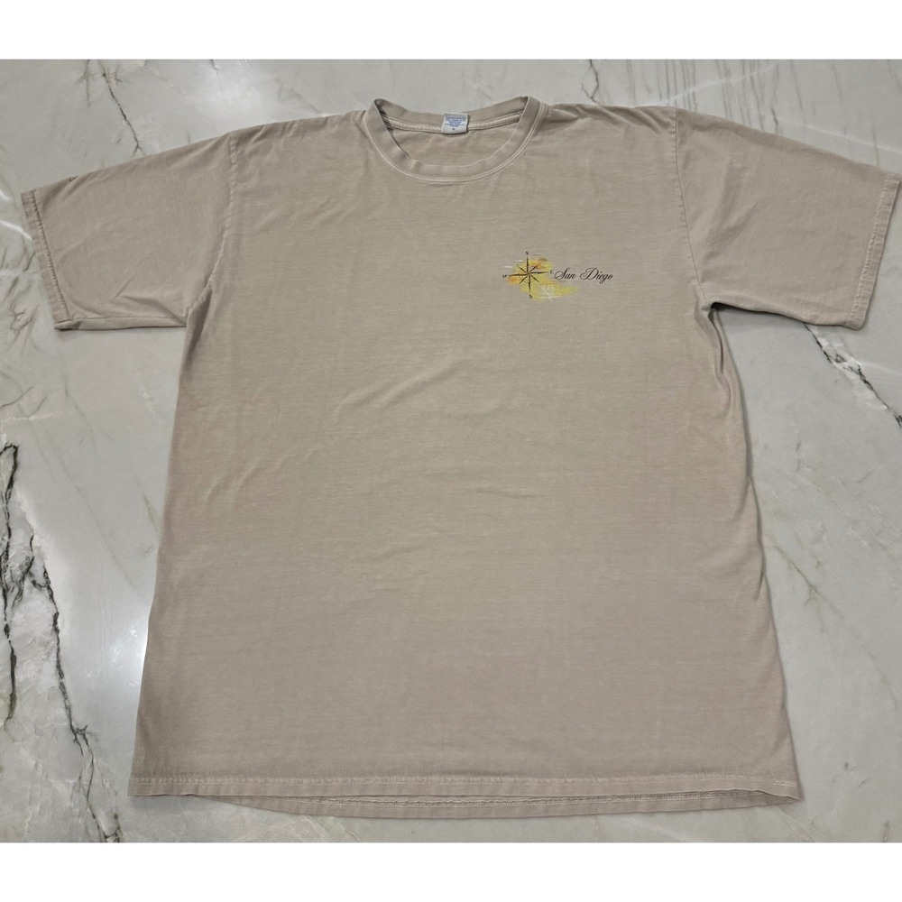 Crazy Shirts Mens XL San Diego Compass Graphic T-Shirt Tan Con Coffee Dyed 2XL